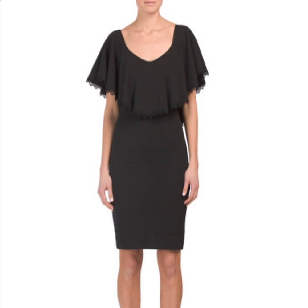 Dress The Population Delilah Ruffle Black Dress Size Small NEW